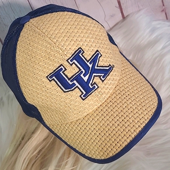Y2K Twill Straw UK University of Kentucky Wildcats Mesh Trucker Snapback Hat - Picture 4 of 16